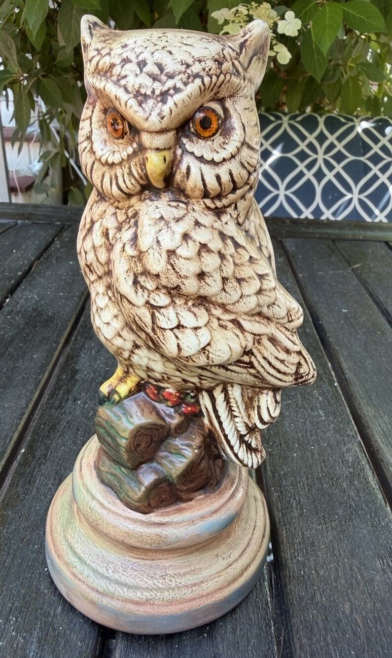 Vintage Hand Painted Mold Owl Ceramic Great Horned Owl Figurine 3890/66
